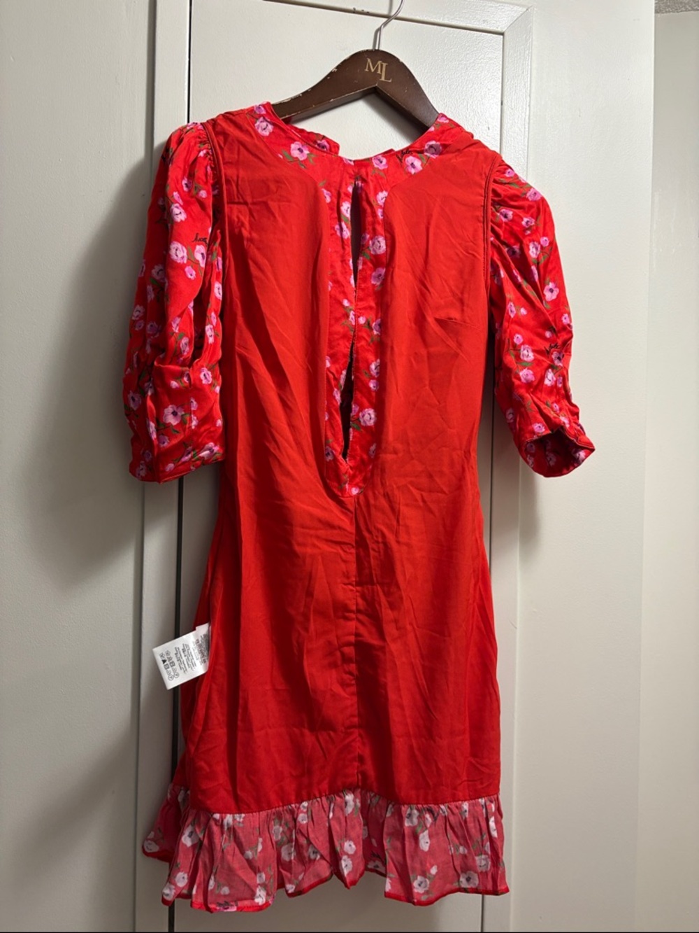 Rotate Red Floral Ruched Mini Dress - Picture 8 of 16